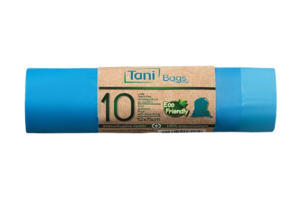 Blue Garbage bags with drawstring on a roll 52x75cm. | Intertan S.A.