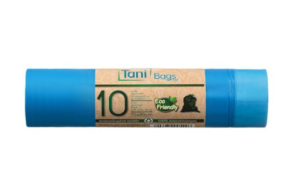 Blue Garbage bags with drawstring on a roll 70x90cm. | Intertan S.A.