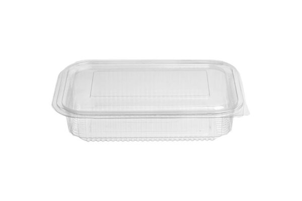PET Rectangular Food Containers 1250 ml with Hinged Flat Lid | Intertan S.A.