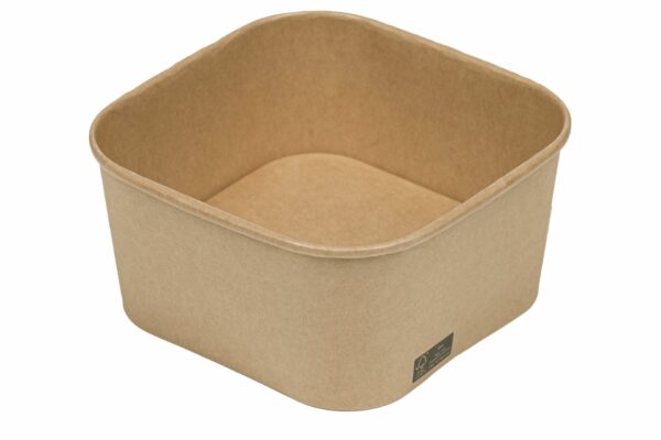 Square Kraft Paper Food Containers FSC® 1230 ml | Intertan S.A.