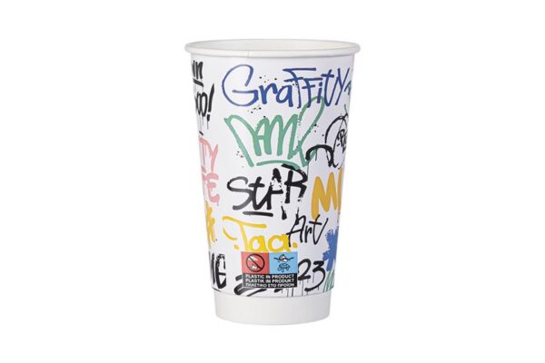 Xάρτινα Ποτήρια Διπλού Τοιχώματος 16oz 90mm Graffiti MIX | ΙΝΤΕΡΤΑΝ Α.Ε.