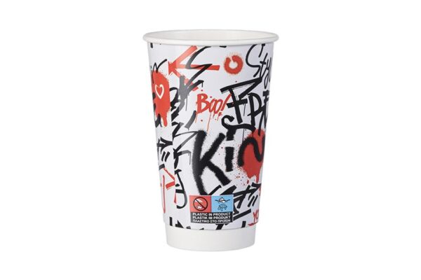 Xάρτινα Ποτήρια Διπλού Τοιχώματος 16oz 90mm Graffiti MIX | ΙΝΤΕΡΤΑΝ Α.Ε.