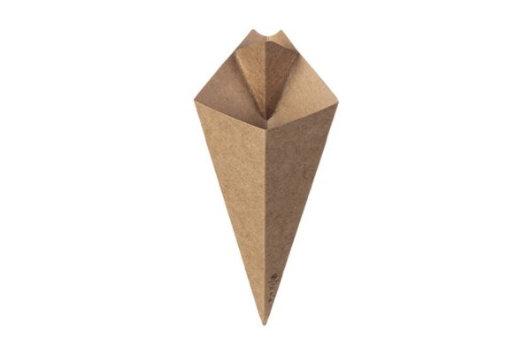 Kraft Paper Cone Cups for Chips with Intergrated Dressing Pocket | Intertan S.A.