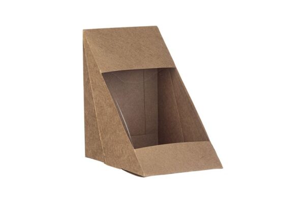 Kraft Paper Food Boxes with Hinged Window R-PET for Toast (L) | Intertan S.A.