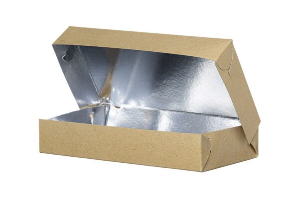 Food Boxes KRAFT with Metalised PET Coating (T24) 25x13x4.5cm | Intertan S.A.