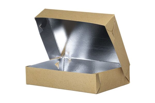 Food Boxes KRAFT with Metalised PET Coating (T37) 22x16x5cm | Intertan S.A.