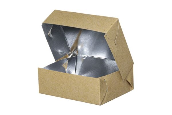 Food Boxes KRAFT with Metalised PET Coating (T42) 14x10.5x4.8cmcm | Intertan S.A.