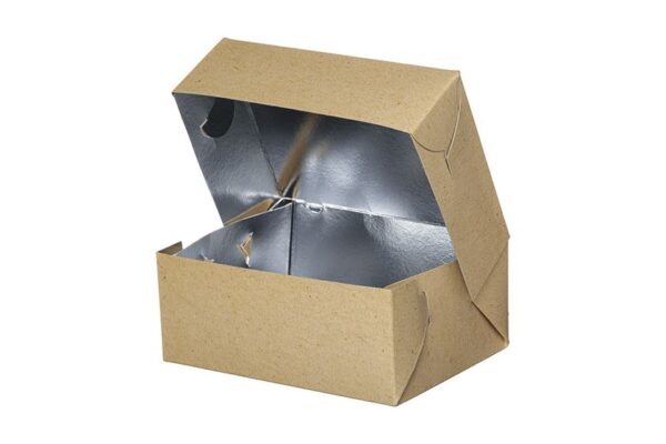 Food Boxes KRAFT with Metalised PET Coating (T8) 16x13.5x6cm | Intertan S.A.