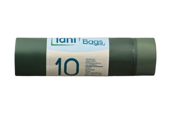 Green Garbage Bags with drawstring on a roll 85x110cm. | Intertan S.A.