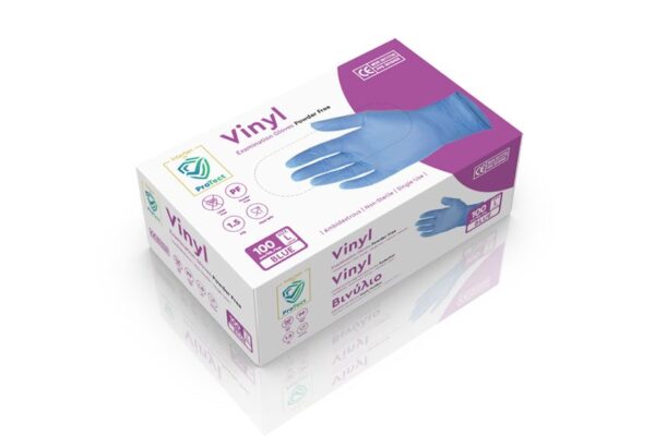Vinyl Gloves Blue Powder-free MDR / PPE III - Large | Intertan S.A.