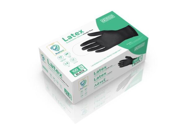 Latex Gloves Black Powder-free MDR / PPE - X-Large | Intertan S.A.
