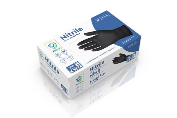 Nitrile Gloves Black Powder-free PPE Cat I - Large | Intertan S.A.
