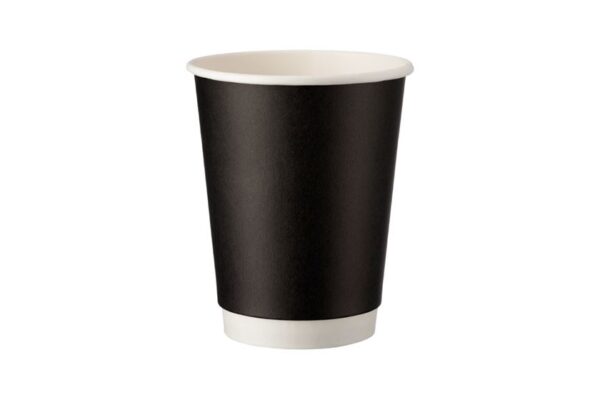 Double Wal Paper Cups 12oz Matte Black | Intertan S.A.