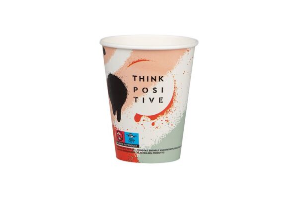 Single Wall Paper Cups 12oz 90mm Think Positive | Intertan S.A.