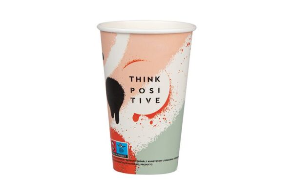 Single Wall Paper Cups 16oz Think Positive | Intertan S.A.