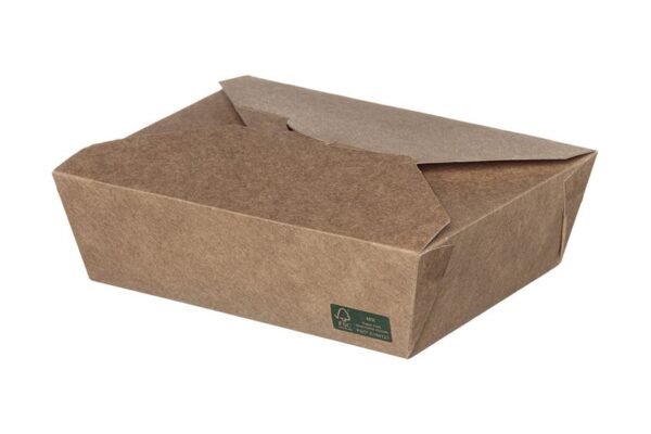 Kraft Paper Food Boxes FSC® Folder -Shaped 1500 ml | Intertan S.A.