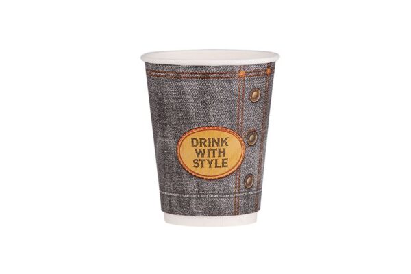 Double Wall Paper Cups 12oz Jeans MIX | Intertan S.A.
