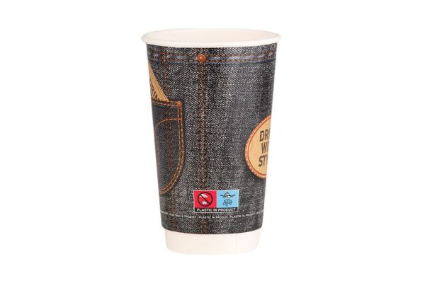 Xάρτινα Ποτήρια Διπλού Τοιχώματος 16οz Jeans MIX | ΙΝΤΕΡΤΑΝ Α.Ε.