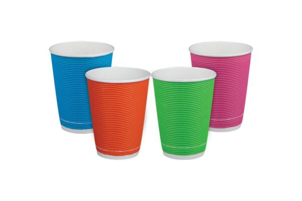 Double Wall Paper Cups 8oz Ripple / Mixed Box 4 Colours | Intertan S.A.