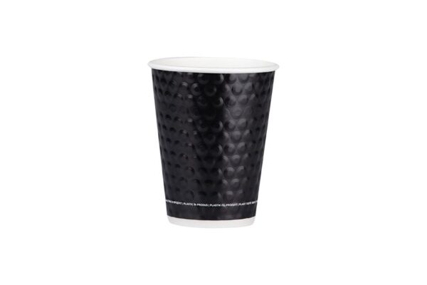 Double Wall Paper Cups 8oz Black Colour Bubble Design | Intertan S.A.