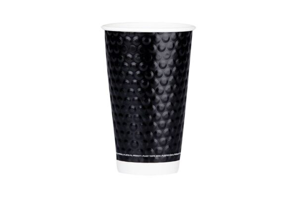Double Wall Paper Cups 16oz Black Colour Bubble Design | Intertan S.A.