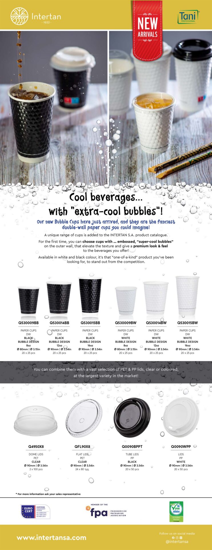New Bubble-Wall Paper Cups Newsletter | Intertan S.A.