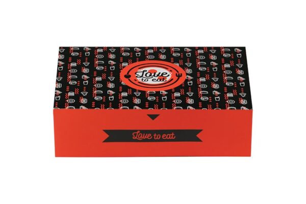 Auto-Assembly Paper Food Boxes "Love2Eat" for Large Portions 27x19x7.5cm. | Intertan S.A.