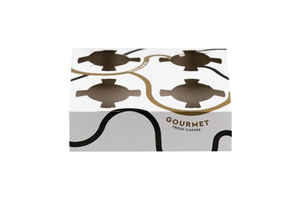 Paper Cupholders Matte Gourmet New Design White Colour - 4 compartments | Intertan S.A.