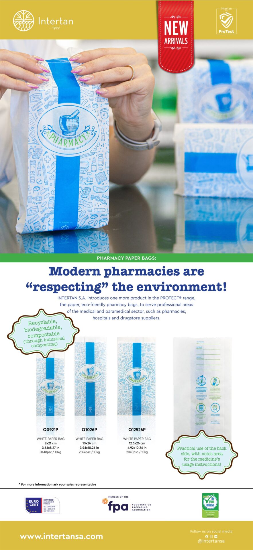 New Paper Pharmacy Bags INTERTAN PROTECT® Newsletter | Intertan S.A.