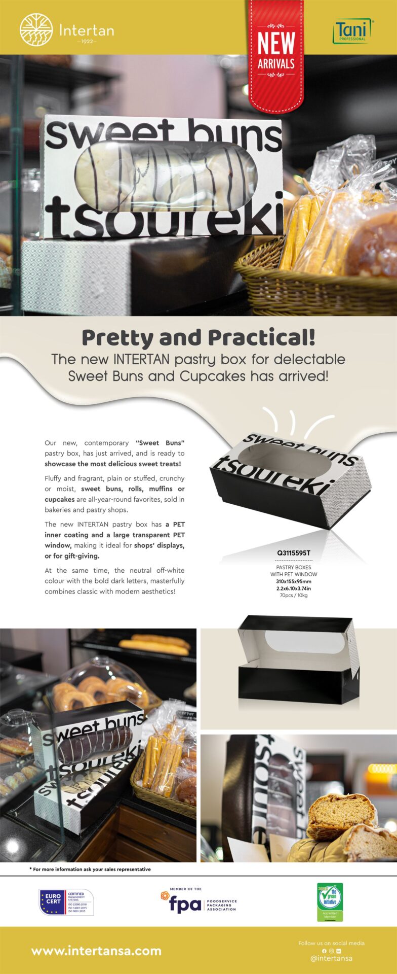 New Pastry Box with PET Window for Sweet Buns Newsletter | Intertan S.A.