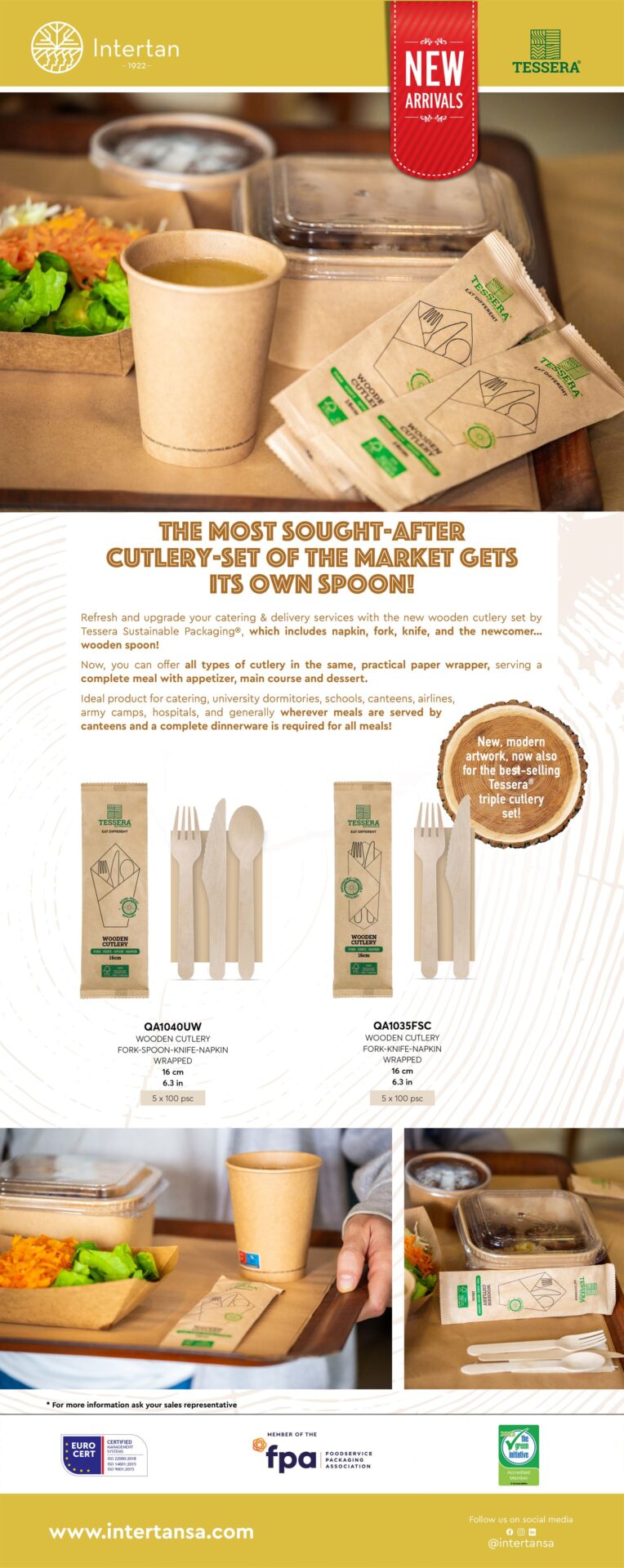 New TESSERA 4-piece wooden cutlery set with spoon Newsletter | Intertan S.A.