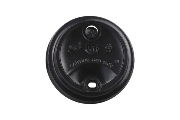 PP Sip Lids with Extra Hole for Straw Black 90mm. | Intertan S.A.