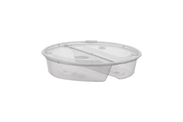 PP Pots with Hinged Lid with 2 Compartments 90ml. | Intertan S.A.