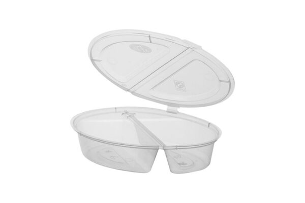 PP Pots with Hinged Lid with 2 Compartments 90ml. | Intertan S.A.