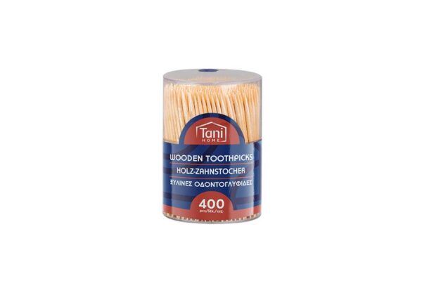 Wooden toothpicks in Plastic Barrel 400pcs. | Intertan S.A.